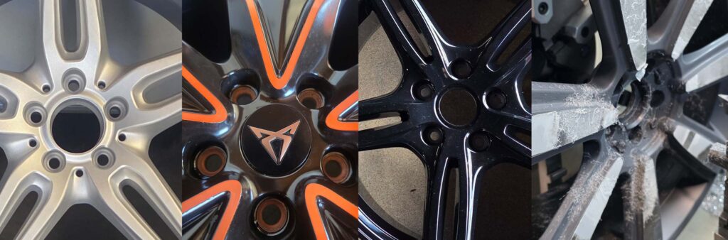 Felgen entlacken, lackieren, pulverbeschichten und CNC-glanzdrehen im direkten Vergleich