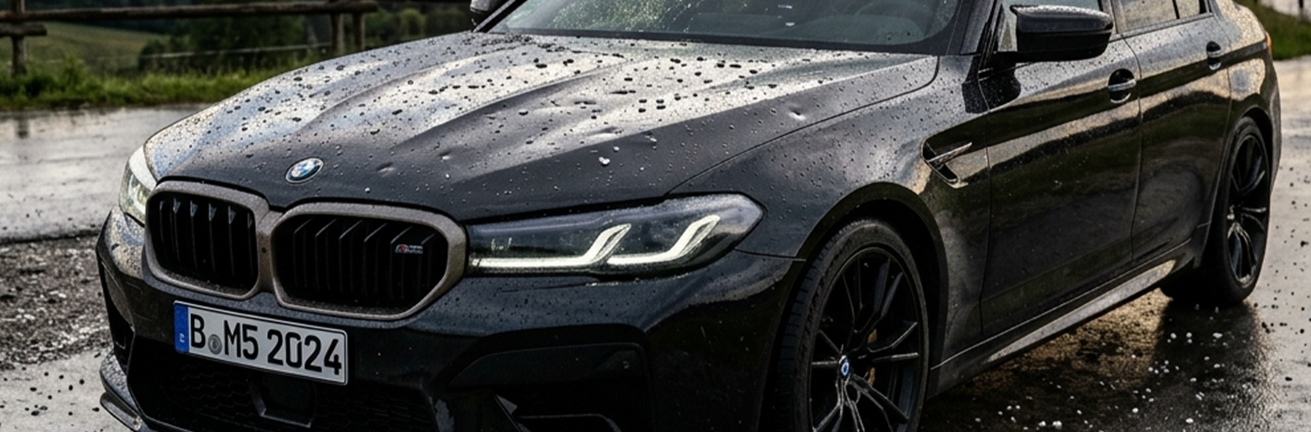 Hagelschäden mit kleinen Dellen auf der Motorhaube eines Autos nach einem starken Sommersturm in Braunschweig