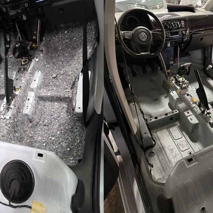 Professionelle Innenraumreinigung im Auto nach dem Winter